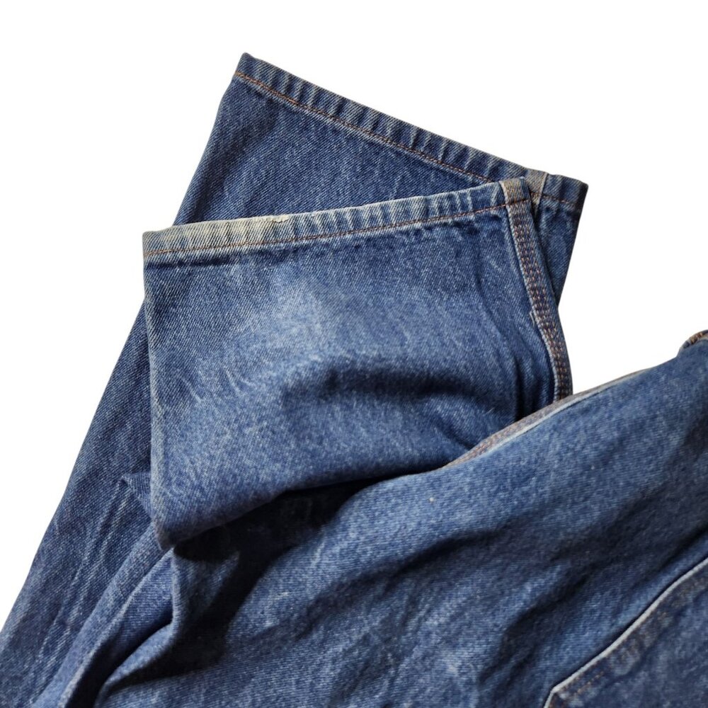 Key Mens Jeans Carpenter Blue Denim Workwear Medium Wash Straight Leg 46X32 - Picture 8 of 11